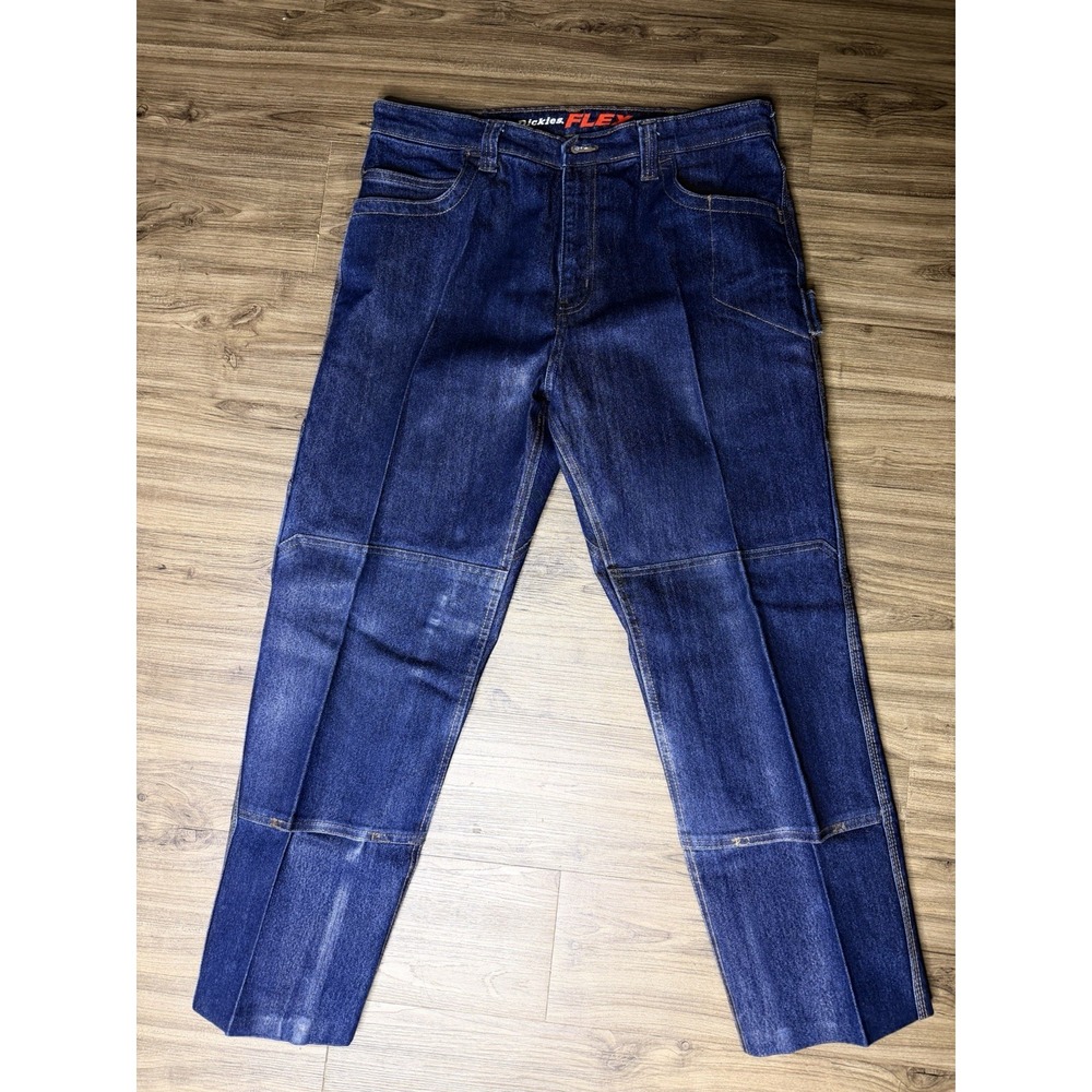 Dickies FLEX Men's Blue Denim Double Knee Carpenter Work Jeans - Relaxed Fit